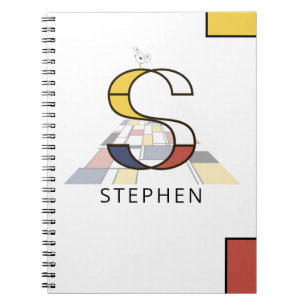 Carnet Monogramme unique de style néoplasticisme. Lettre