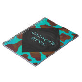 Carnet Monogramme Vache Impression Brown et Turquoise (Côté gauche)