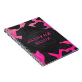 Carnet Monogramme vache rose chaud et noir (Côté Droit)