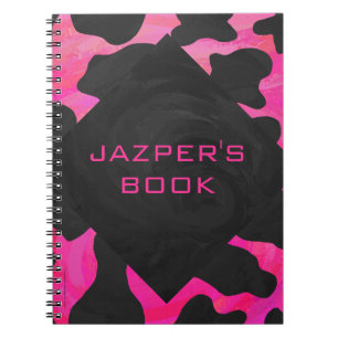 Carnet Monogramme vache rose chaud et noir