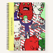 Carnet Monogramme vampire de dessin animé effrayant color (Devant)
