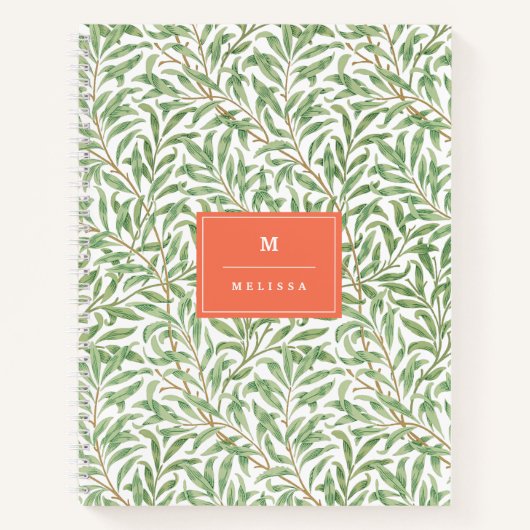 Carnet Monogramme Vert Botanique Motif Vert Orange (Devant)