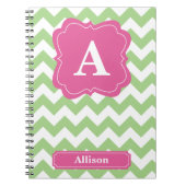 Carnet Monogramme vert clair de Chevron (Devant)
