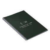 Carnet Monogramme vert foncé professionnel Entreprise ini (Côté Droit)