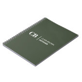 Carnet Monogramme vert forêt élégant moderne (Côté gauche)