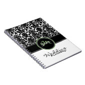 Carnet Monogramme vert noir blanc Mariage damassé Planner (Côté Droit)