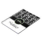 Carnet Monogramme vert noir blanc Mariage damassé Planner (Côté gauche)