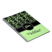 Carnet Monogramme vert noir blanc Mariage damassé Planner (Côté Droit)