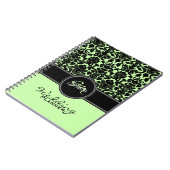 Carnet Monogramme vert noir blanc Mariage damassé Planner (Côté gauche)