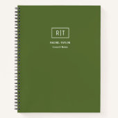 Carnet Monogramme vert olive foncé mensuel hebdomadaire m (Devant)
