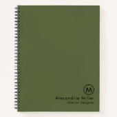 Carnet Monogramme vert olive minimal moderne (Devant)