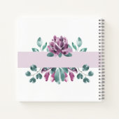 Carnet Monogramme vert pourpre en fleurs (Dos)