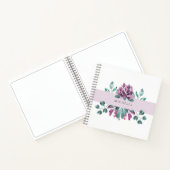 Carnet Monogramme vert pourpre en fleurs (Intérieur)