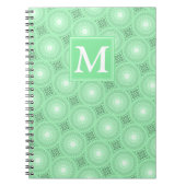 Carnet Monogramme vert ressort cercles motif (Devant)