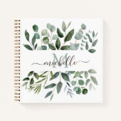 Carnet Monogramme Vert Sauge Eucalyptus Verdure (Devant)