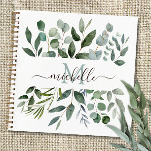 Carnet Monogramme Vert Sauge Eucalyptus Verdure