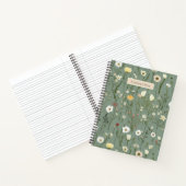 Carnet Monogramme Vert Sauge Jaune Blanc Fleurs Sauvages (Intérieur)