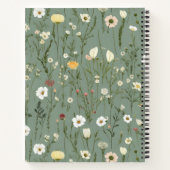 Carnet Monogramme Vert Sauge Jaune Blanc Fleurs Sauvages (Dos)