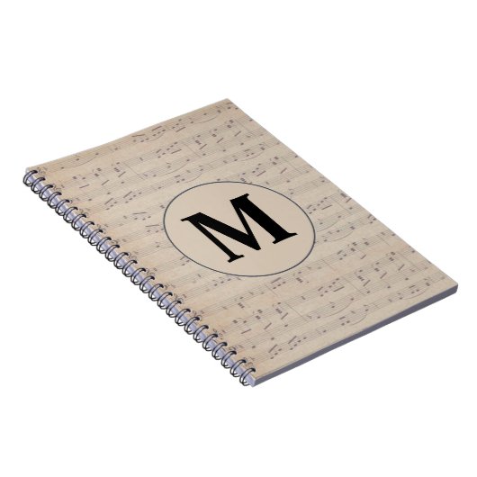 Carnet Monogramme vintage de notes musicales (Côté Droit)