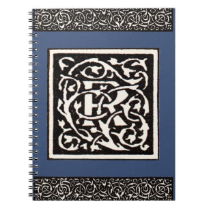 Carnet Monogramme vintage R Art Nouveau