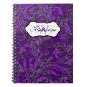 Carnet Monogramme Violet Noir Blanc Scrolls (Devant)