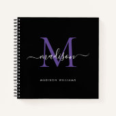 Carnet Monogramme violet noir Nom initial du script (Devant)
