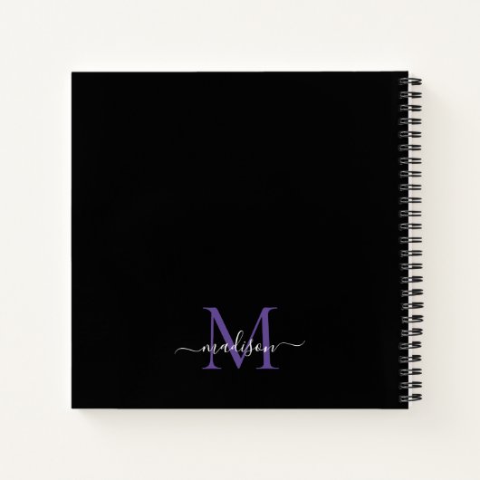 Carnet Monogramme violet noir Nom initial du script (Dos)
