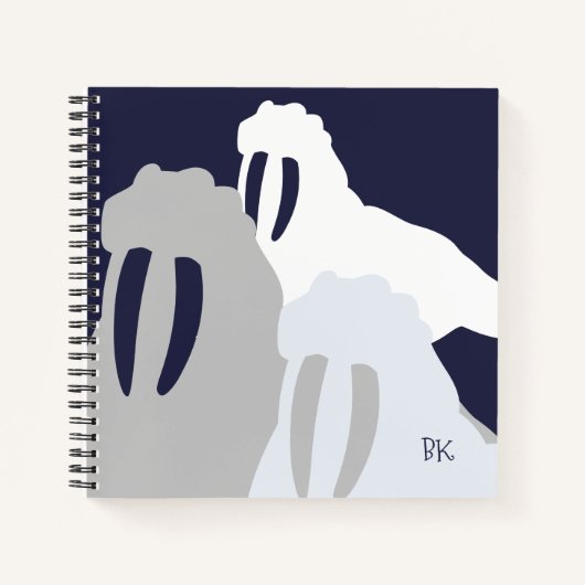 Carnet Monogramme Walrus Bleu Ordinateur portable Spiral (Devant)