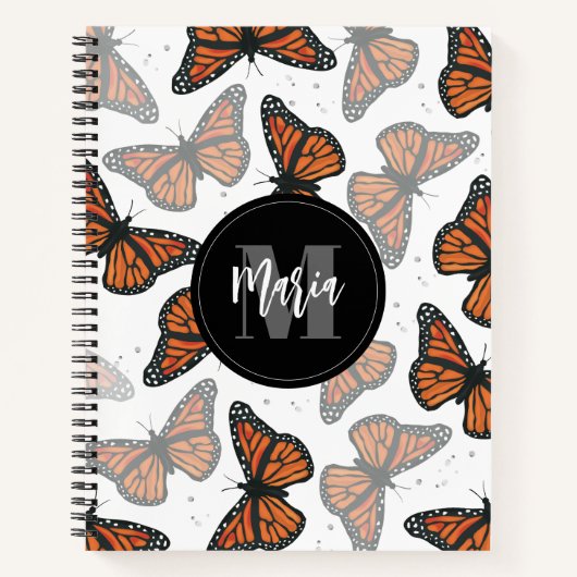Carnet Monogrammed moderne Monarch Butterfly (Devant)