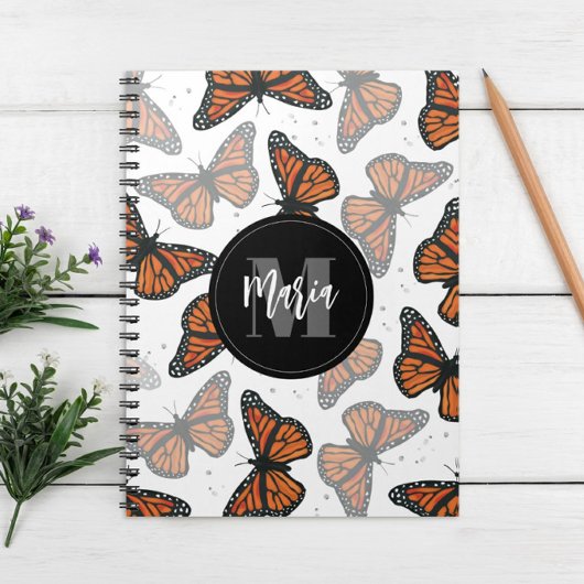 Carnet Monogrammed moderne Monarch Butterfly