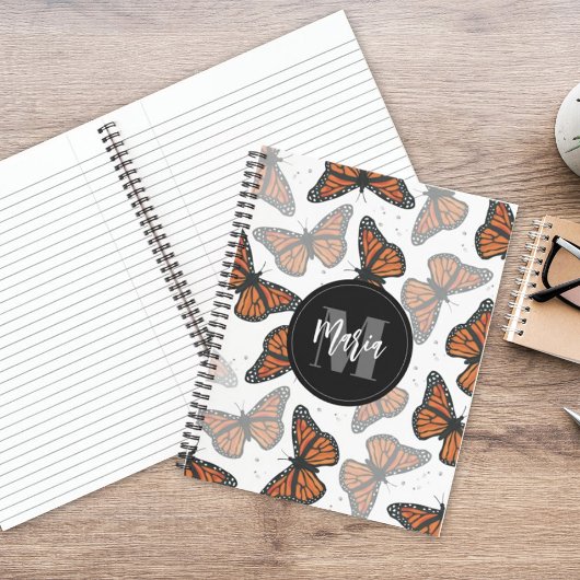 Carnet Monogrammed moderne Monarch Butterfly