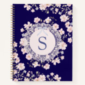Carnet Monogrammed Pink Flowers and Lace Floral (Devant)