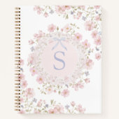Carnet Monogrammed Pink Flowers and Lace Floral (Devant)
