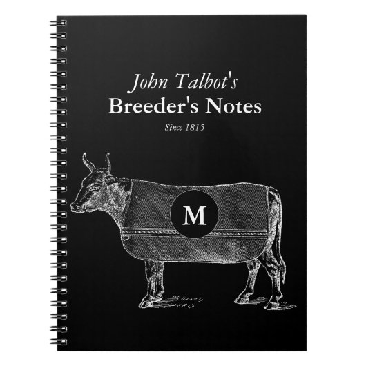 Carnet Monogrammes de couverture de vache vintage Breeder (Devant)