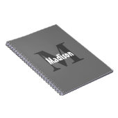 Carnet Monogrammes Nom Mariage Fête Cadeau Favoriser Gris (Côté Droit)