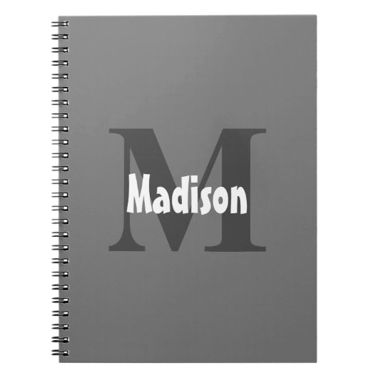 Carnet Monogrammes Nom Mariage Fête Cadeau Favoriser Gris (Devant)