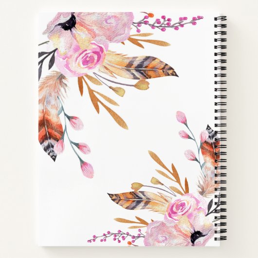 Carnet Monographie de boho en plumes roses (Dos)