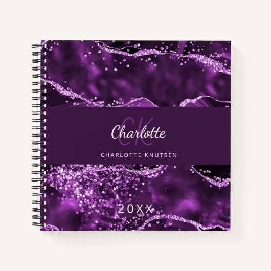 Carnet Monographie de marbre d'agneau violet (Devant)