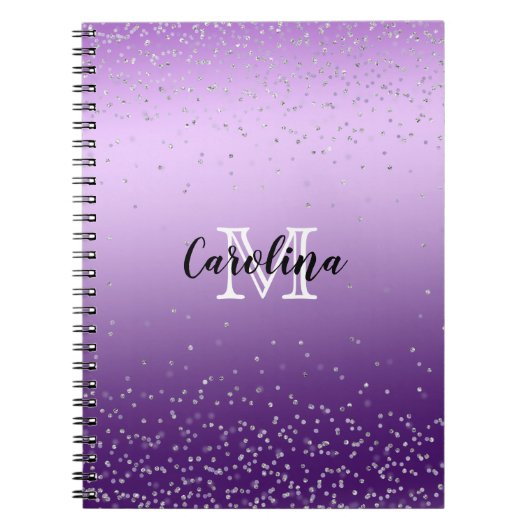 Carnet Monographie d'Ombre violet Confetti en argent (Devant)