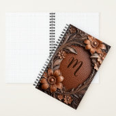 Carnet Monographie en cuir grisé à cadre floral 3d (À l'intérieur)