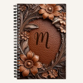 Carnet Monographie en cuir grisé à cadre floral 3d (Recto)