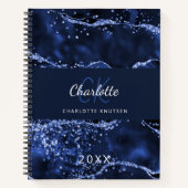 Carnet Monographie en marbre marbré bleu marine parties s (Devant)