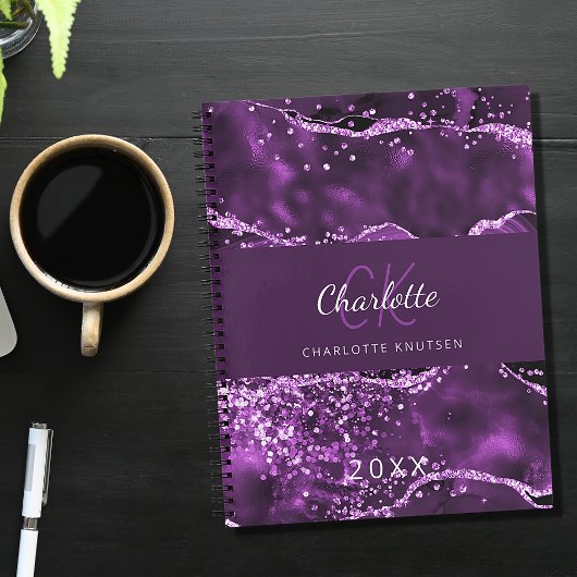 Carnet Monographie en marbre rose violet