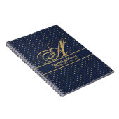 Carnet Monorgam Navy Blue Gold Polkadot Newlywes Mariage (Côté Droit)
