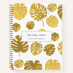 Carnet Monstère d'or moderne Feuille Tropical Motif