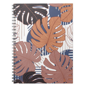 Carnet Monstère exotique feuille, vintage tropicale.