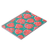 Carnet Monstère rouge : motif tropical vert (Côté gauche)