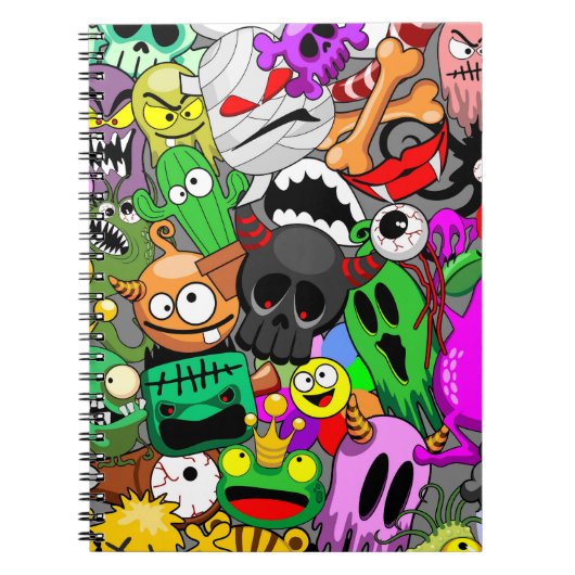 Carnet Monstres caractères mignons Motif d'Halloween (Devant)