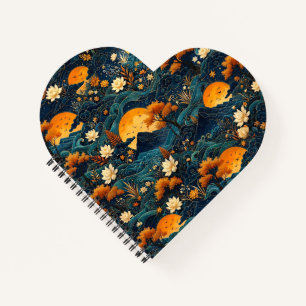 Carnet Montagne de Lune Dorée Motif Floral de Lotus dans
