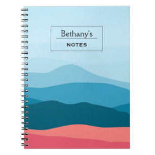 Carnet Montagnes Abstraites Modernes Bleu Rose Personnali